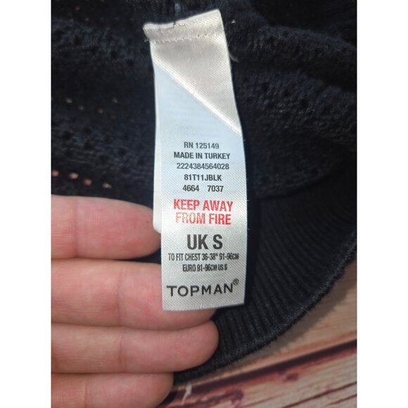 Topman Womens Black Crewneck Oversized Mesh Sweater Small - Picture 6 of 7